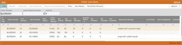 OrderLineItems WL Body